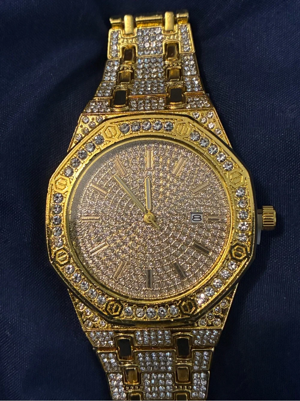 Gold Iced Men's Bracelet Watch - Luxury Fashion Accessory